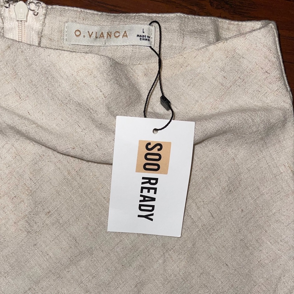 Split up mini Linen Skirt - Picture 4 of 4